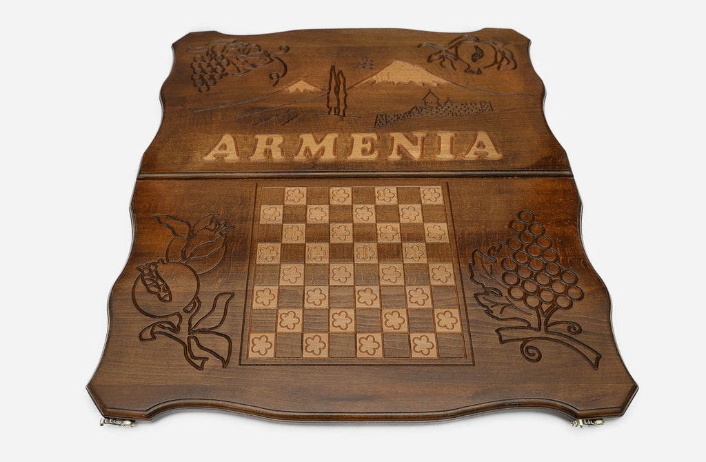 Armenian Backgammon Set - handmade wooden backgammon board