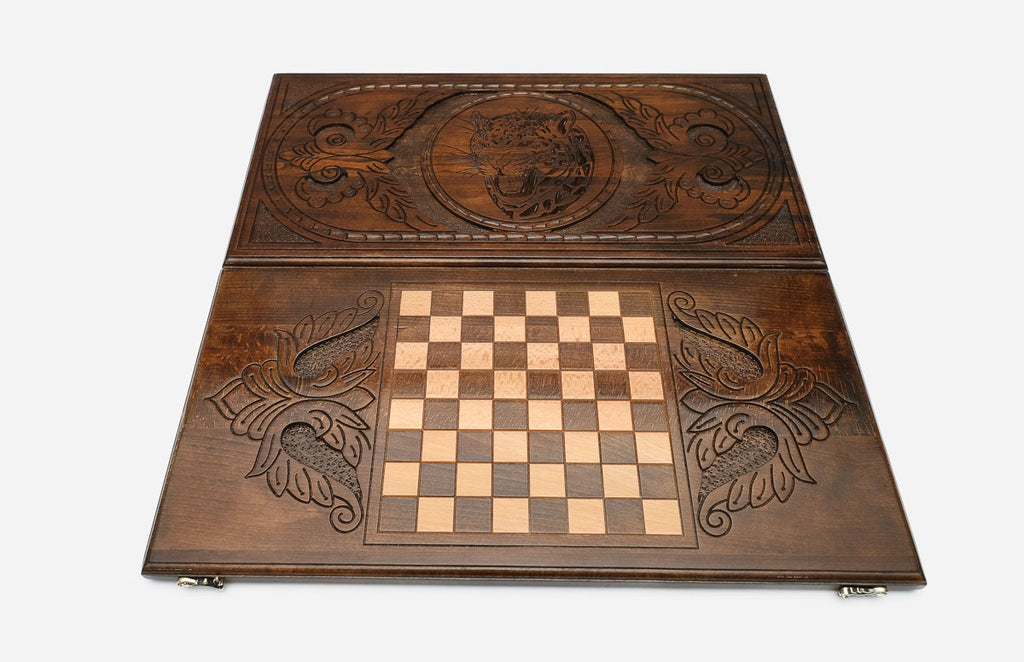 Backgammon Set Lynx - handmade wooden backgammon board