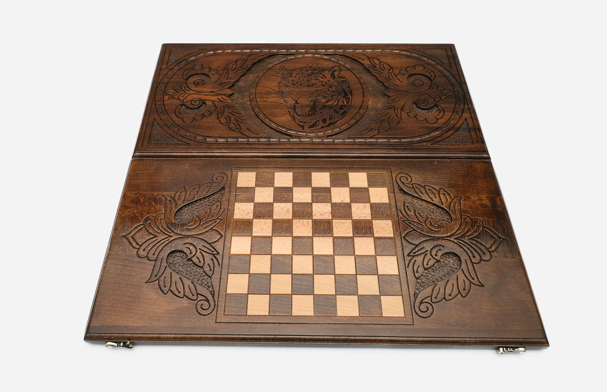 Backgammon Set Lynx - handmade wooden backgammon board