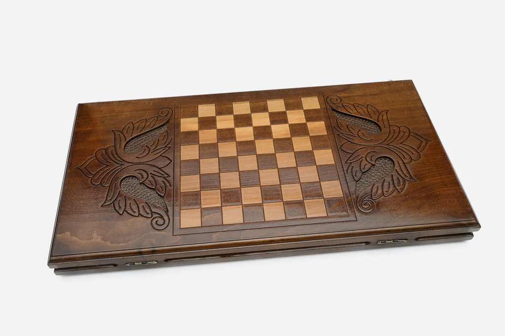 Backgammon Set Octagon - handmade wooden backgammon board