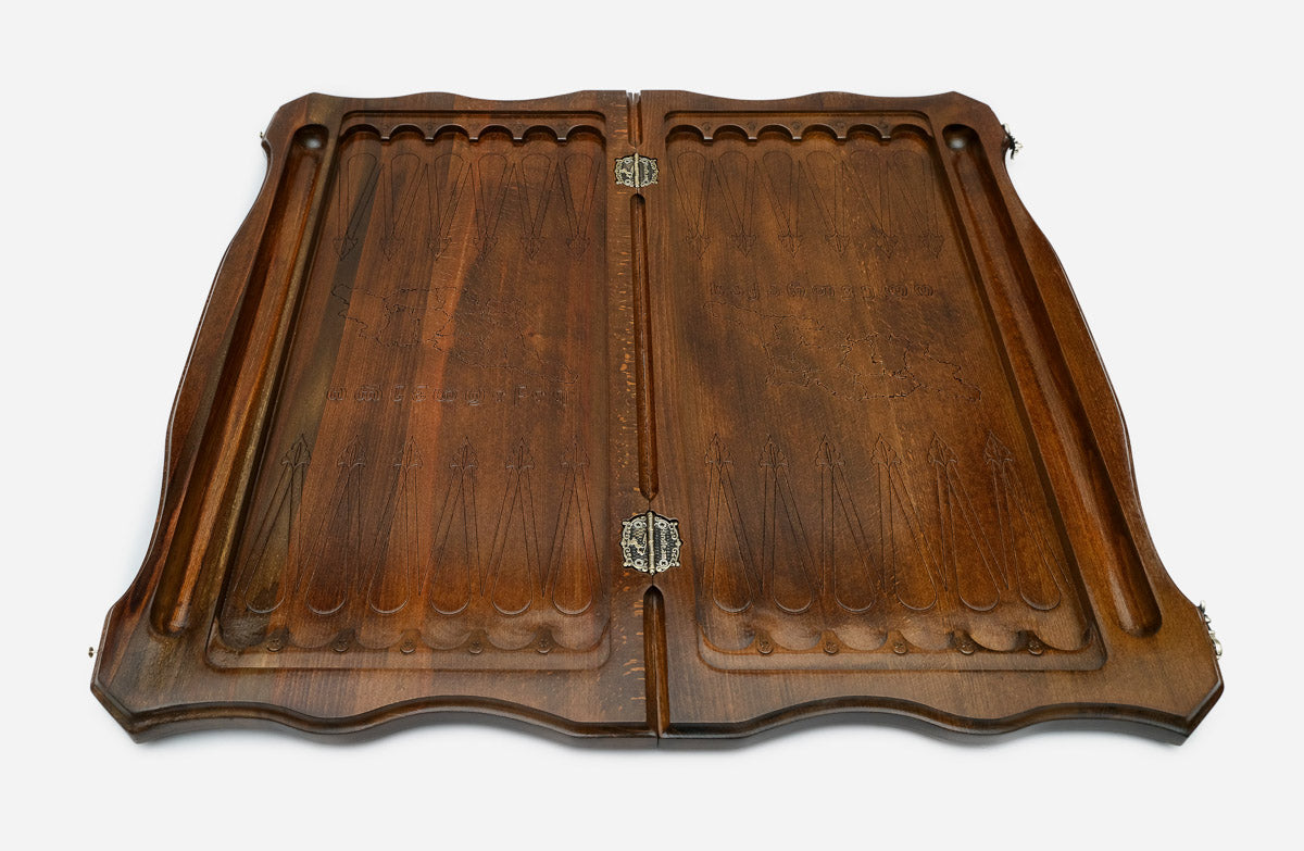 Georgian Backgammon Set - Coat of Arms III - handmade wooden backgammon board