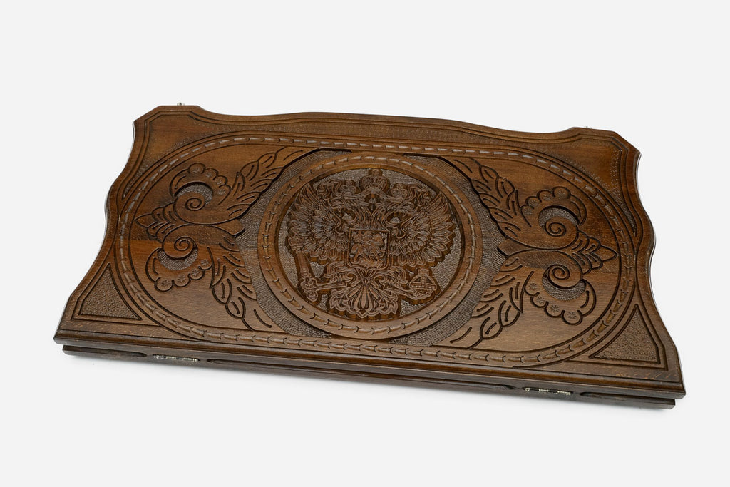 Russian Backgammon Set - Coat of Arms - handmade wooden backgammon board