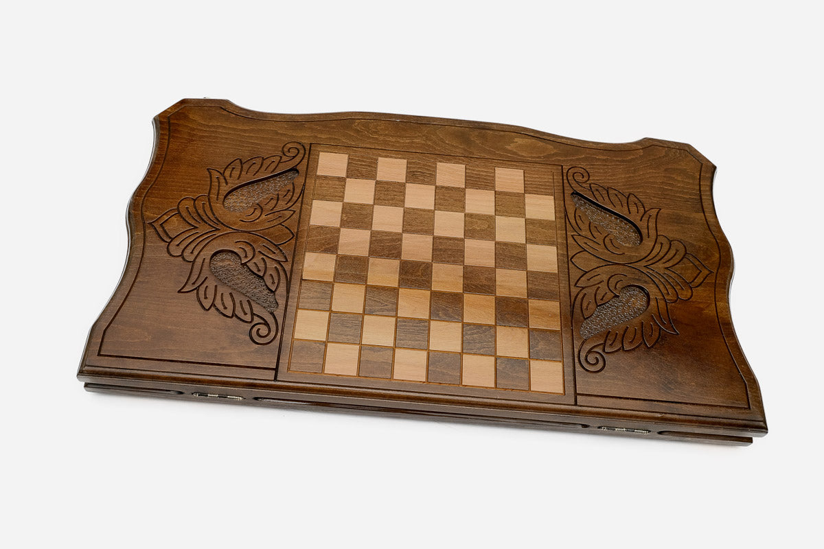 Russian Backgammon Set - Coat of Arms - handmade wooden backgammon board