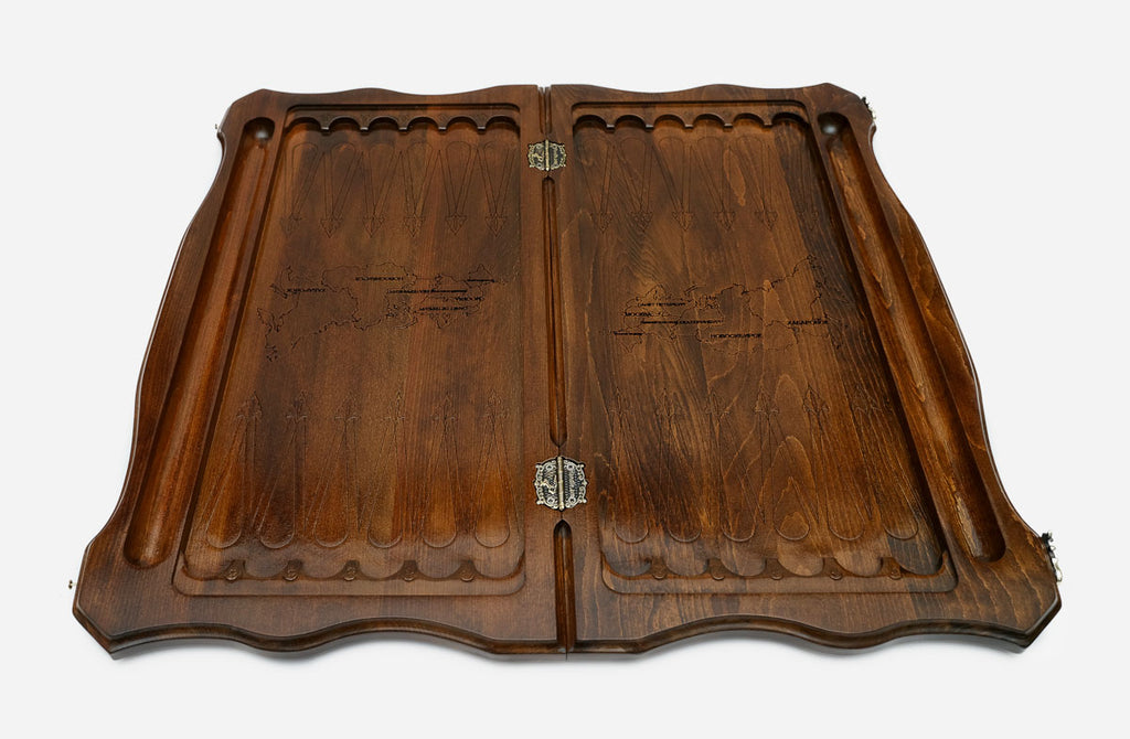 Russian Backgammon Set - Coat of Arms - handmade wooden backgammon board