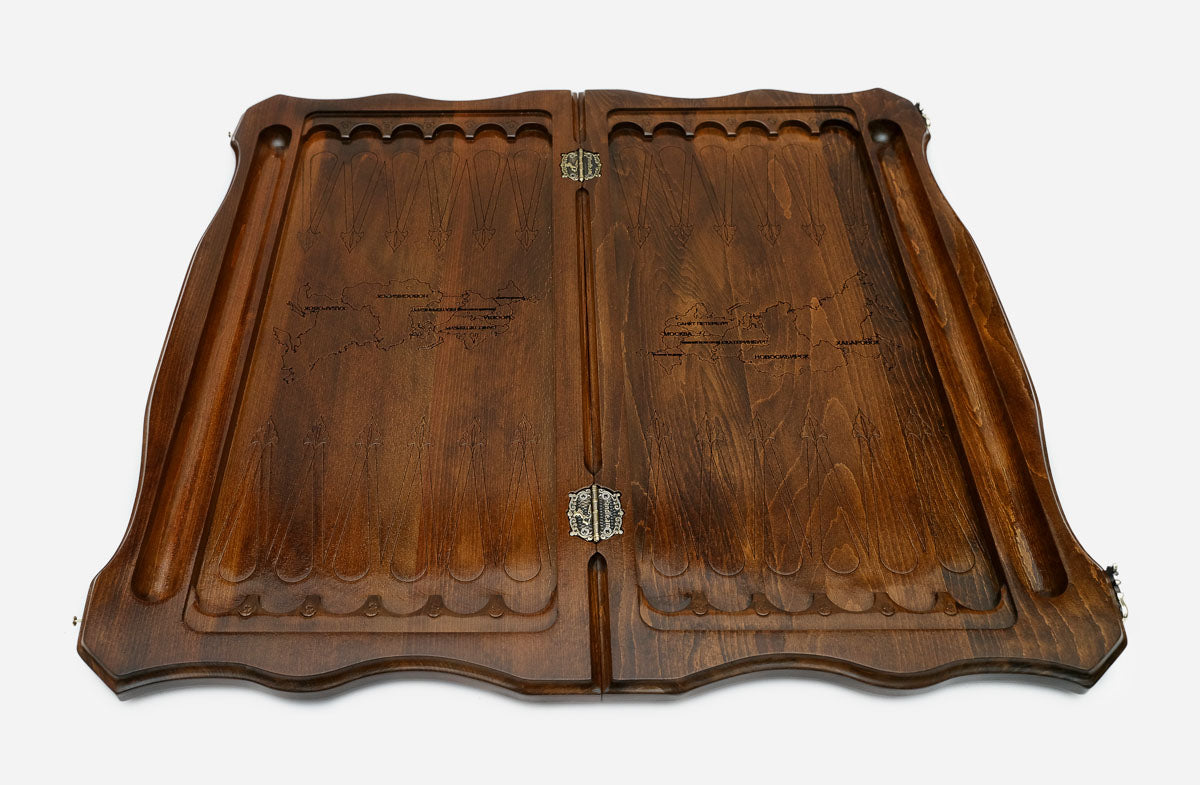 Russian Backgammon Set - Coat of Arms - handmade wooden backgammon board