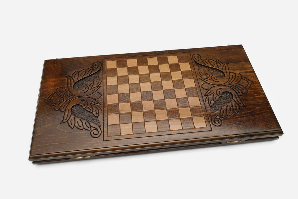 Backgammon Set Bear II - handmade wooden backgammon board