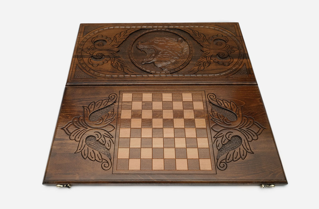 Backgammon Set Bear II - handmade wooden backgammon board