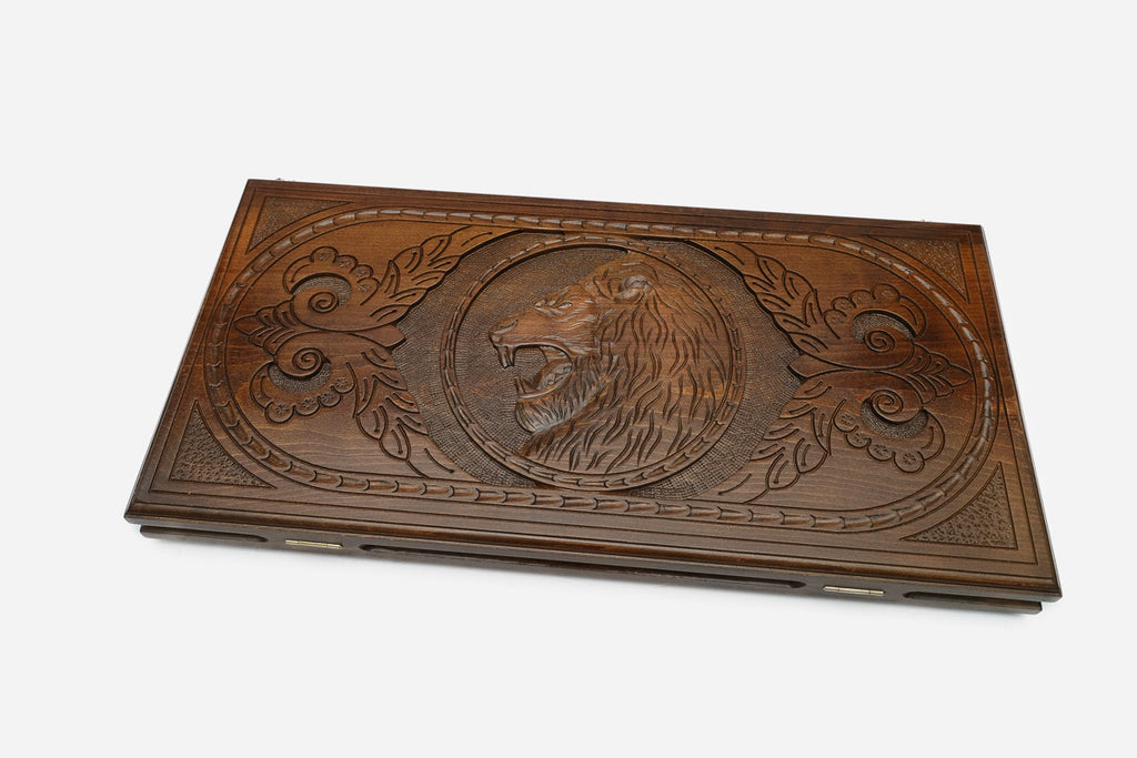 Backgammon Set Lion III - handmade wooden backgammon board