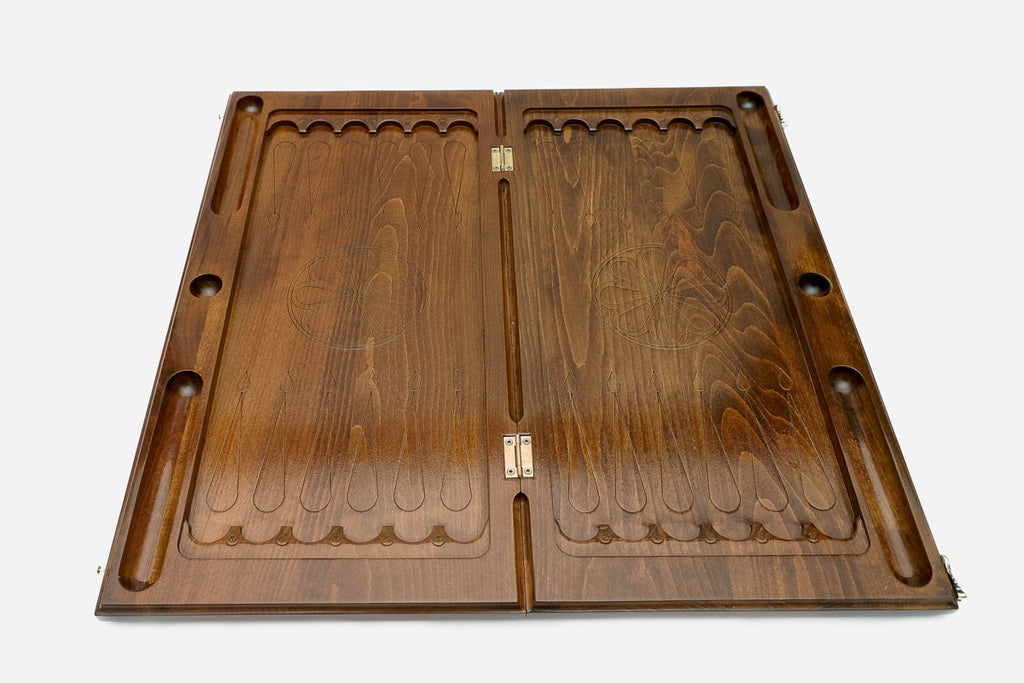 Backgammon Set Lion III - handmade wooden backgammon board