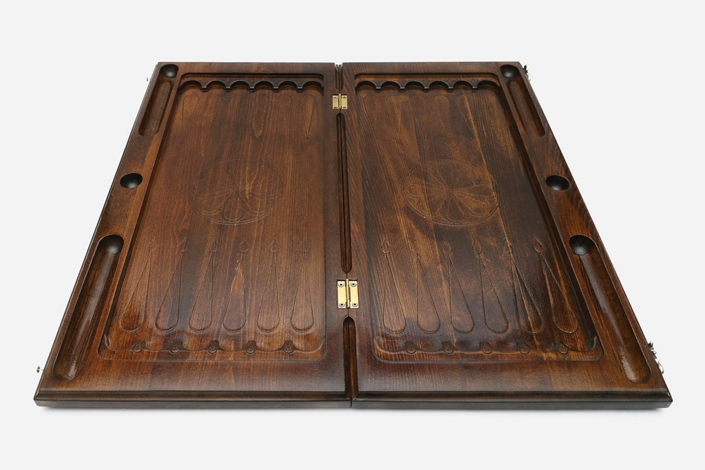 Backgammon Set Lion II - handmade wooden backgammon board