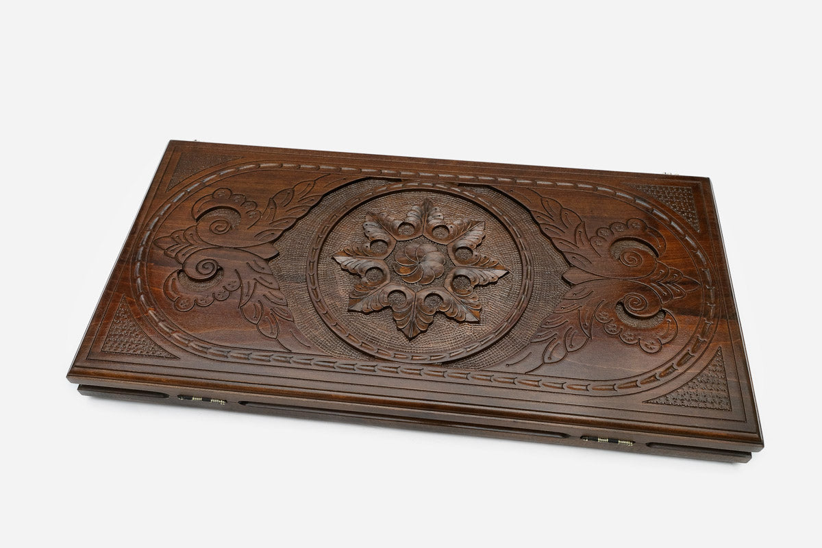 Backgammon Set Snowflake - handmade wooden backgammon board