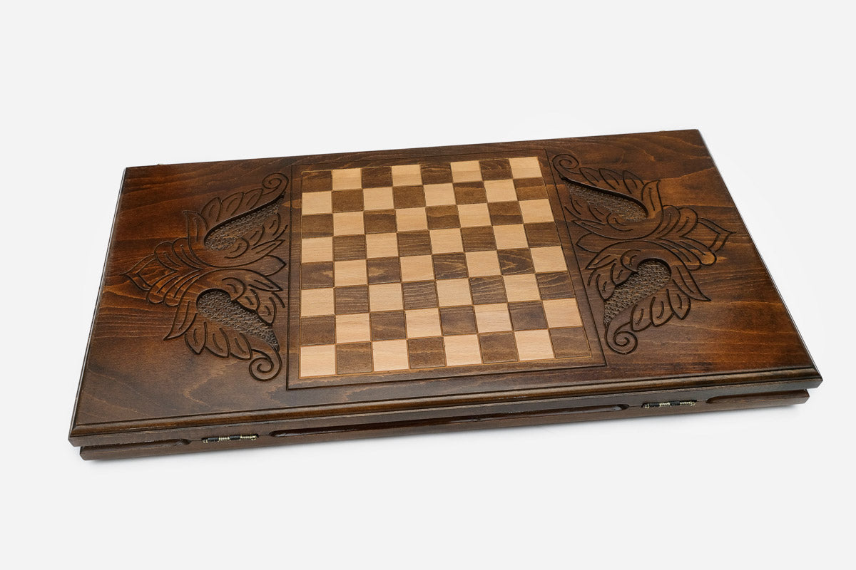 Backgammon Set Snowflake - handmade wooden backgammon board