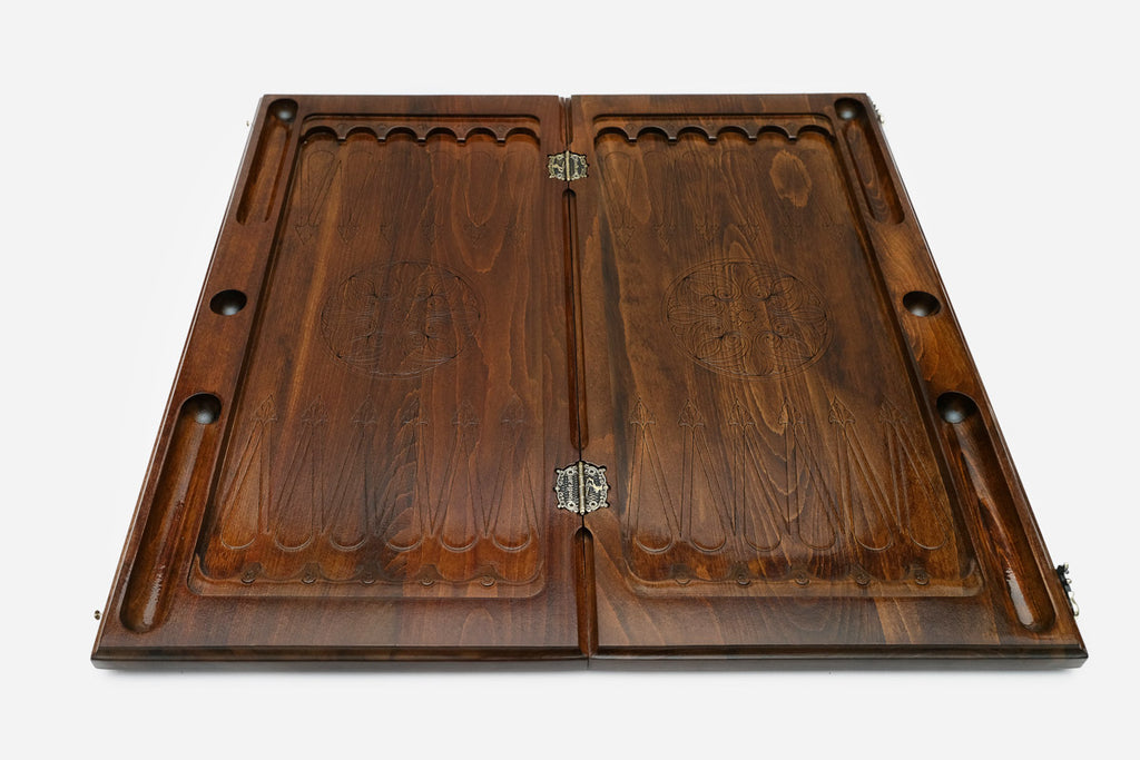 Backgammon Set Snowflake - handmade wooden backgammon board