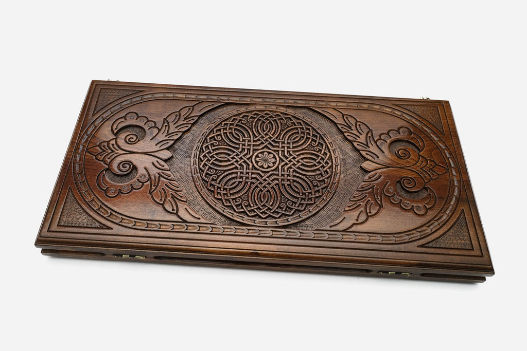 Armenian Backgammon Set - Ornaments XI - handmade wooden backgammon board