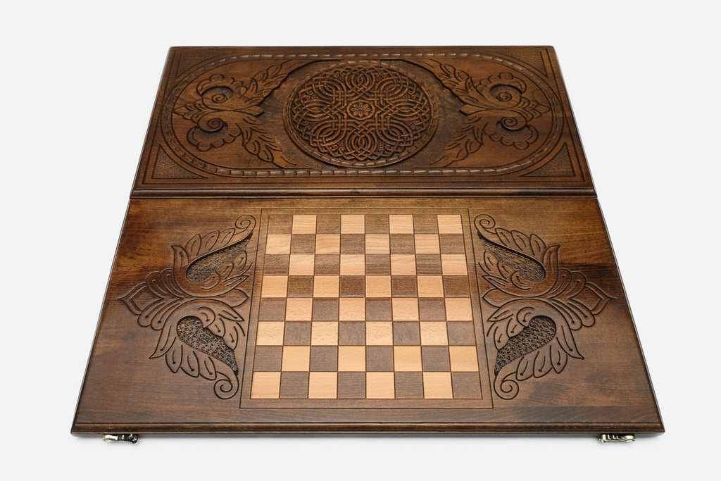 Armenian Backgammon Set - Ornaments XI - handmade wooden backgammon board