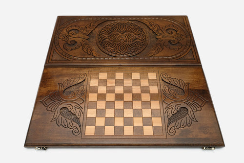 Armenian Backgammon Set - Ornaments XI - handmade wooden backgammon board