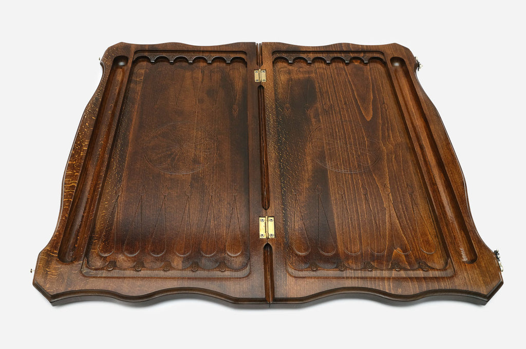 Backgammon Set Lion - handmade wooden backgammon board