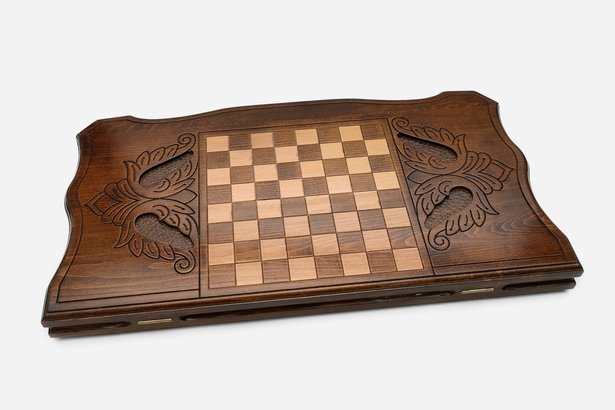 Backgammon Set Eagle Octagon - handmade wooden backgammon board