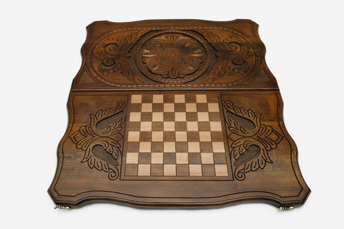Armenian Backgammon Set - Ornaments X - handmade wooden backgammon board