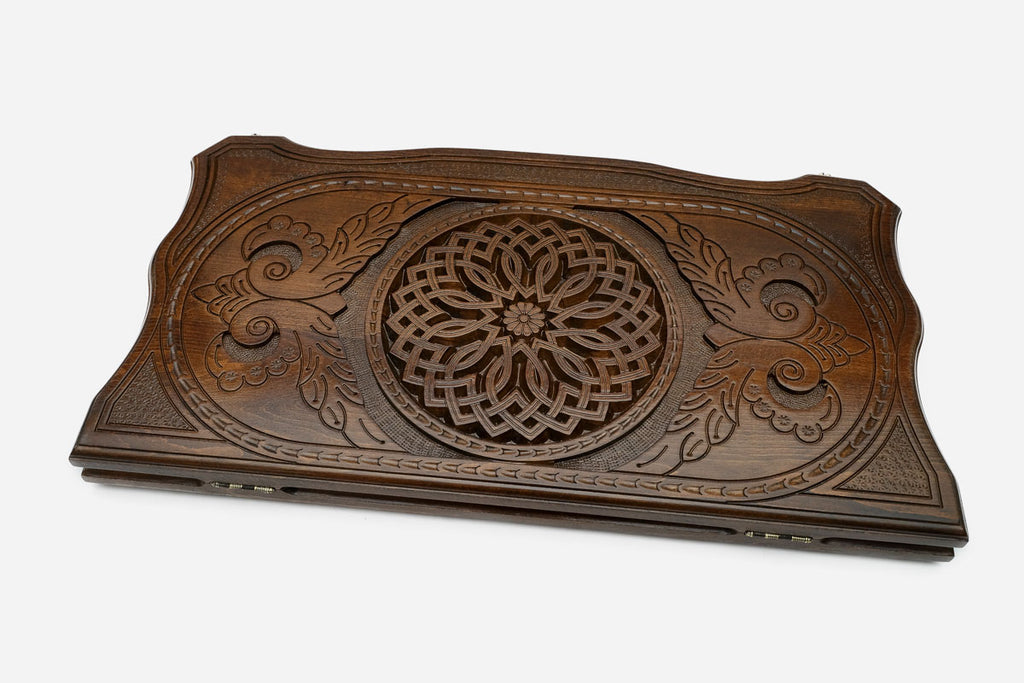 Armenian Backgammon Set - Ornaments IX - handmade wooden backgammon board