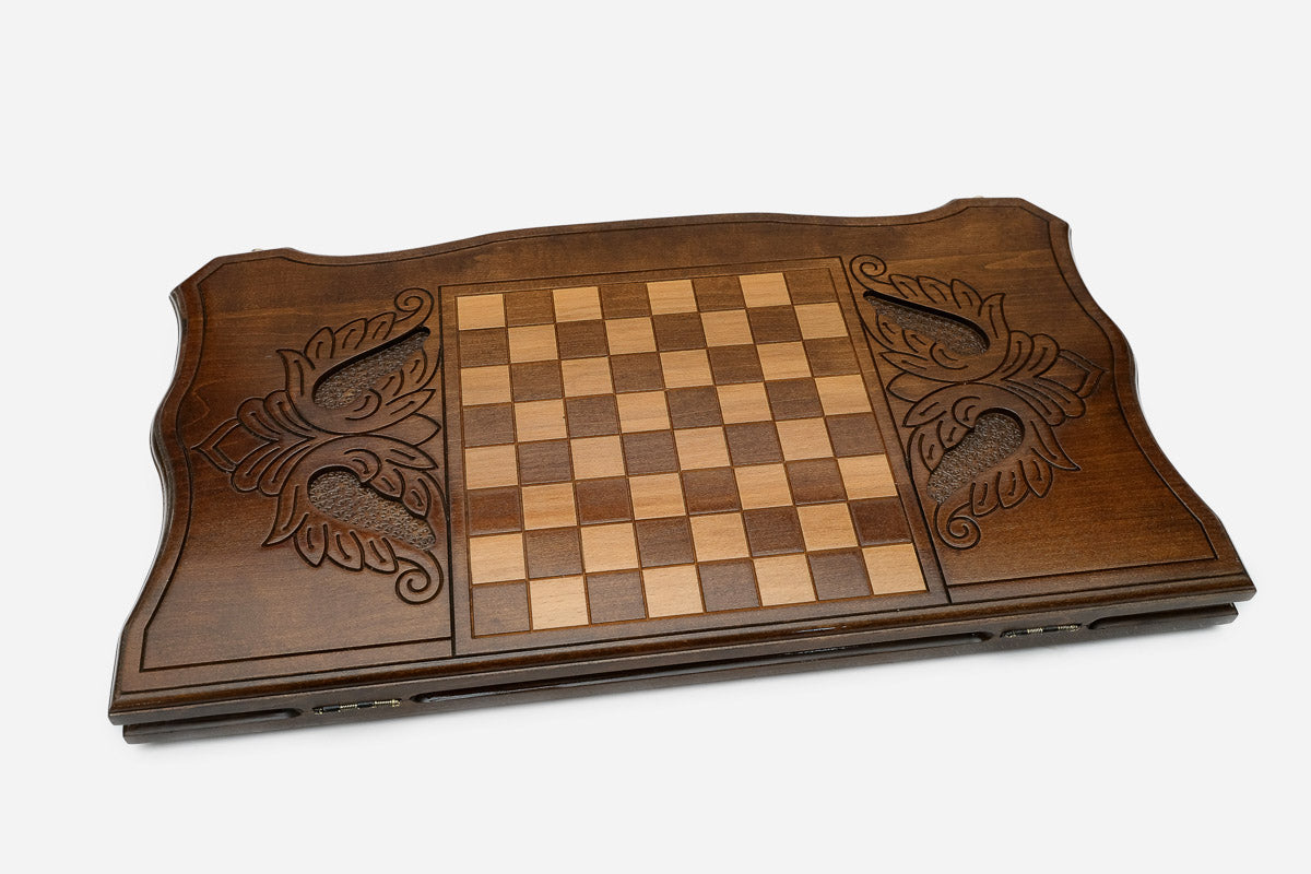 Armenian Backgammon Set - Ornaments IX - handmade wooden backgammon board