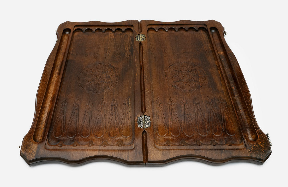 Armenian Backgammon Set - Ornaments IX - handmade wooden backgammon board