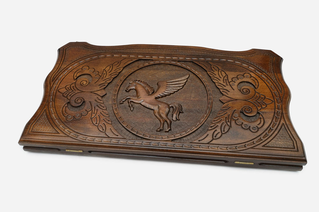 Backgammon Set Pegasus - handmade wooden backgammon board
