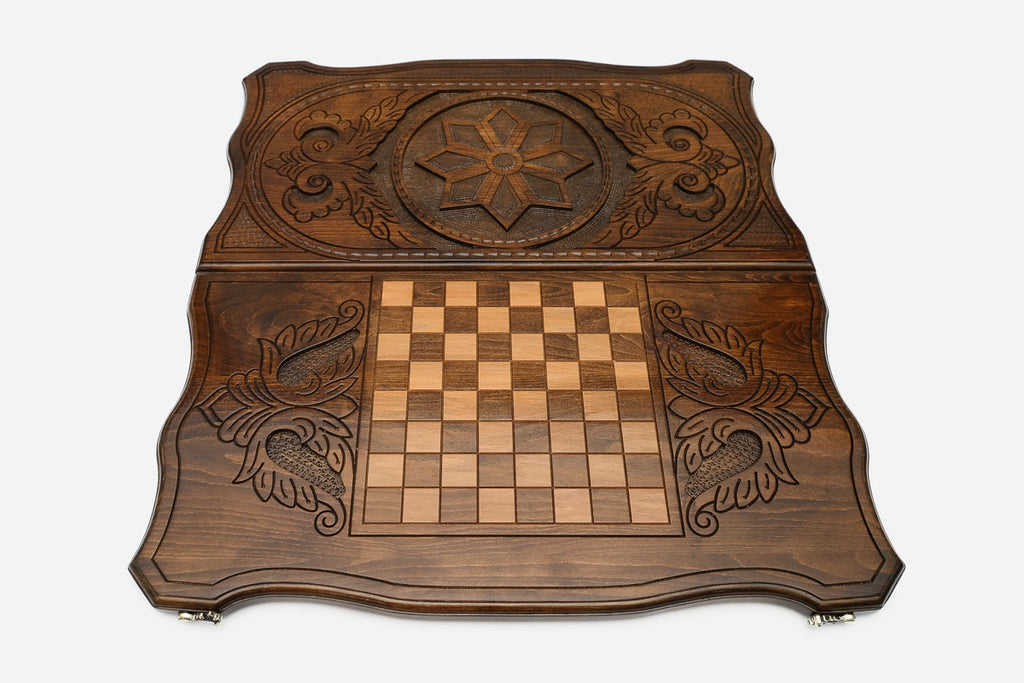 Armenian Backgammon Set - Ornaments VIII - handmade wooden backgammon board