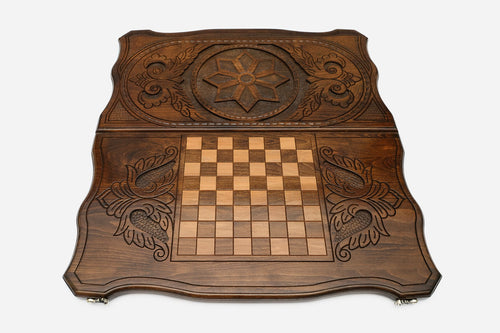 Armenian Backgammon Set - Ornaments VIII - handmade wooden backgammon board