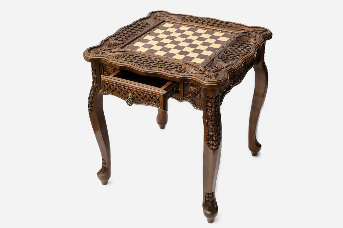 Carved chess table - view 6