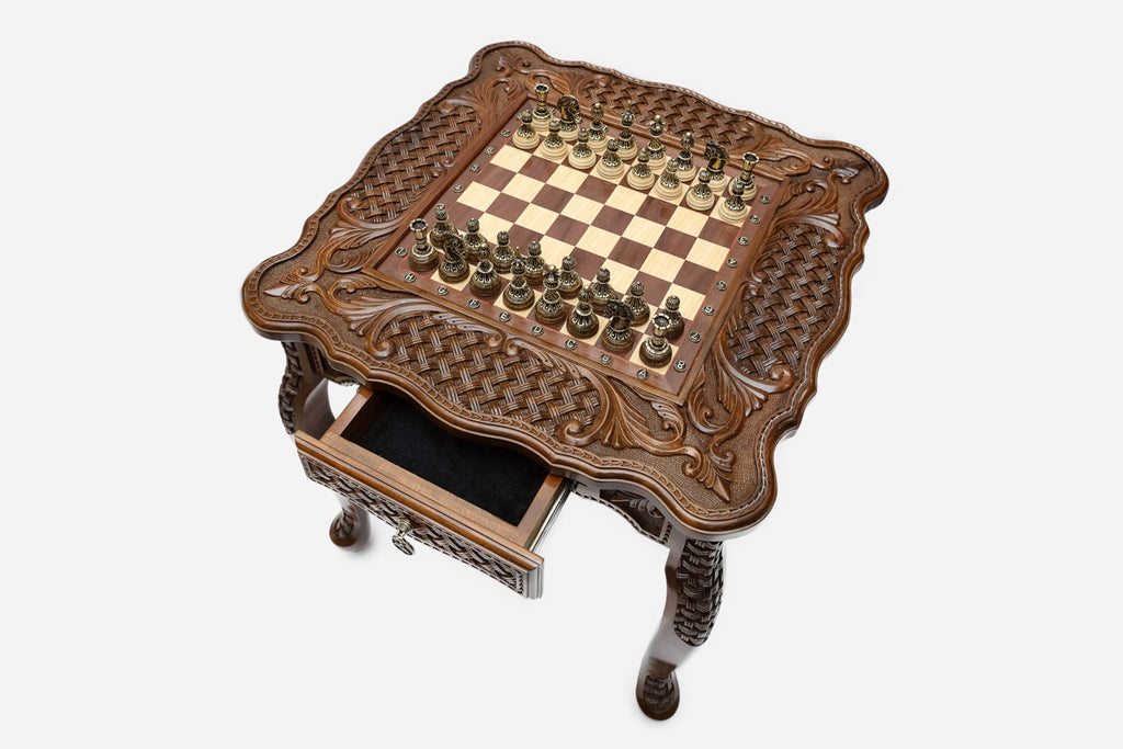 Carved chess table - view 3