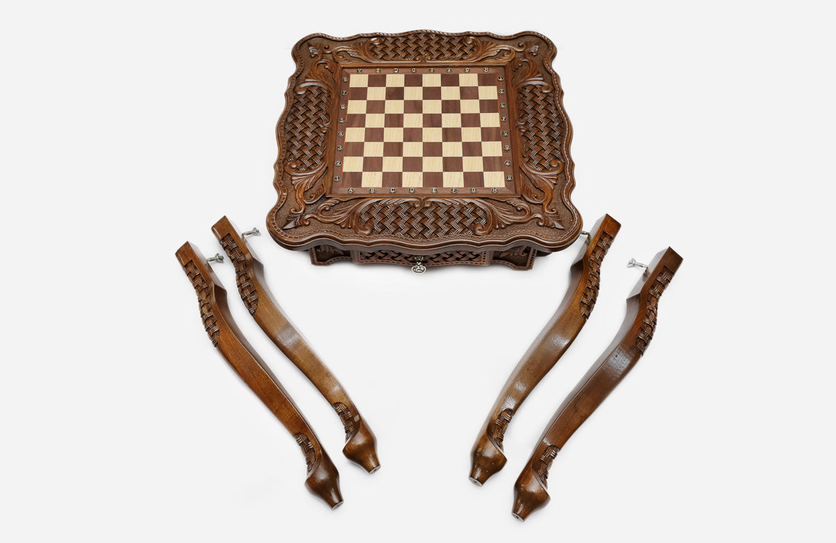 Carved chess table - view 4