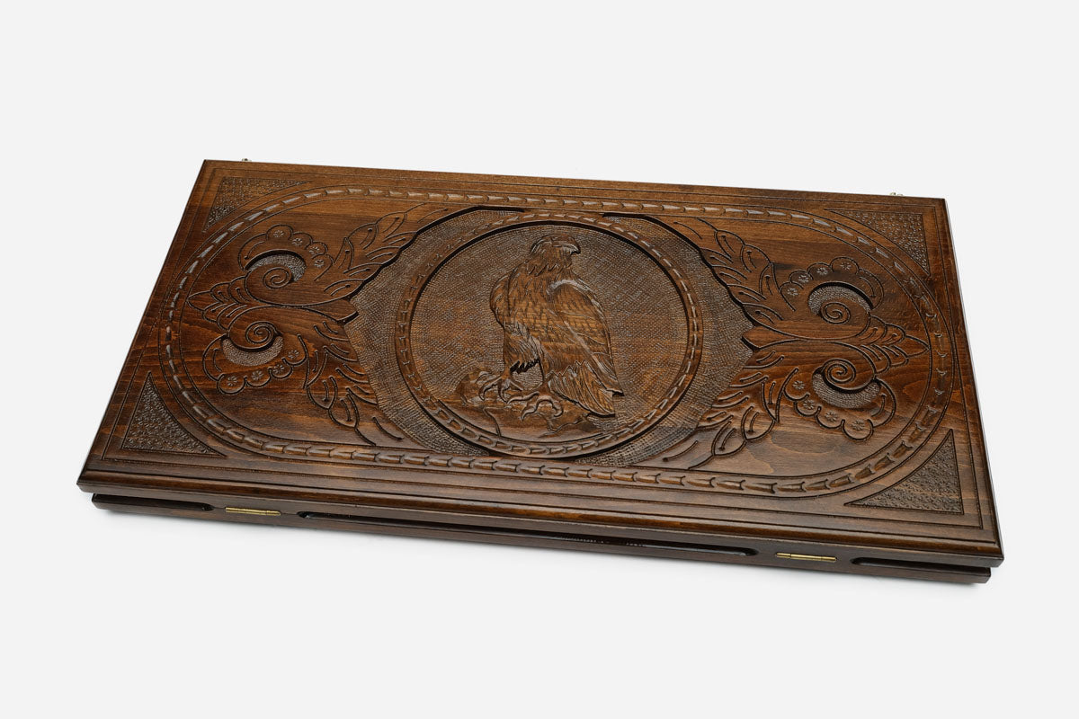 Backgammon Set Eagle - handmade wooden backgammon board