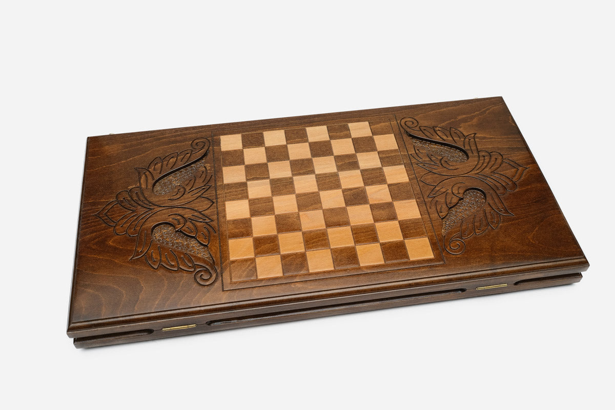 Backgammon Set Eagle - handmade wooden backgammon board