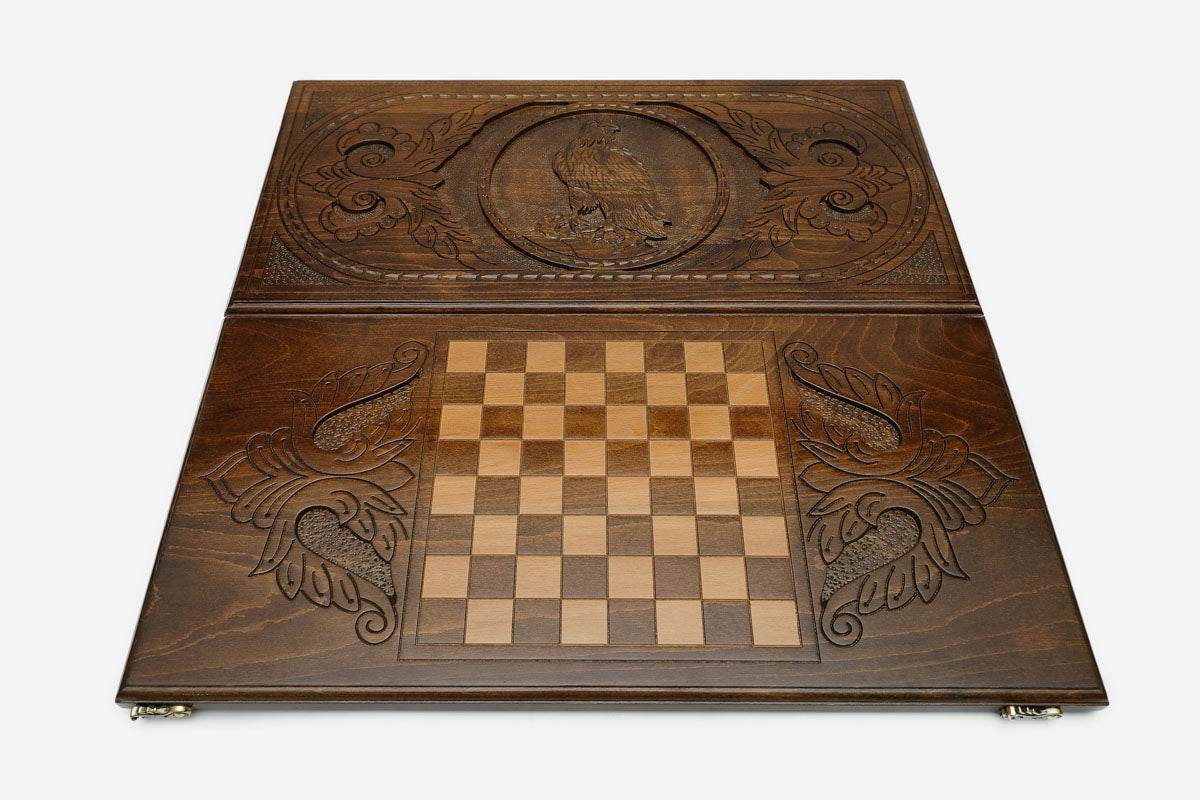 Backgammon Set Eagle - handmade wooden backgammon board