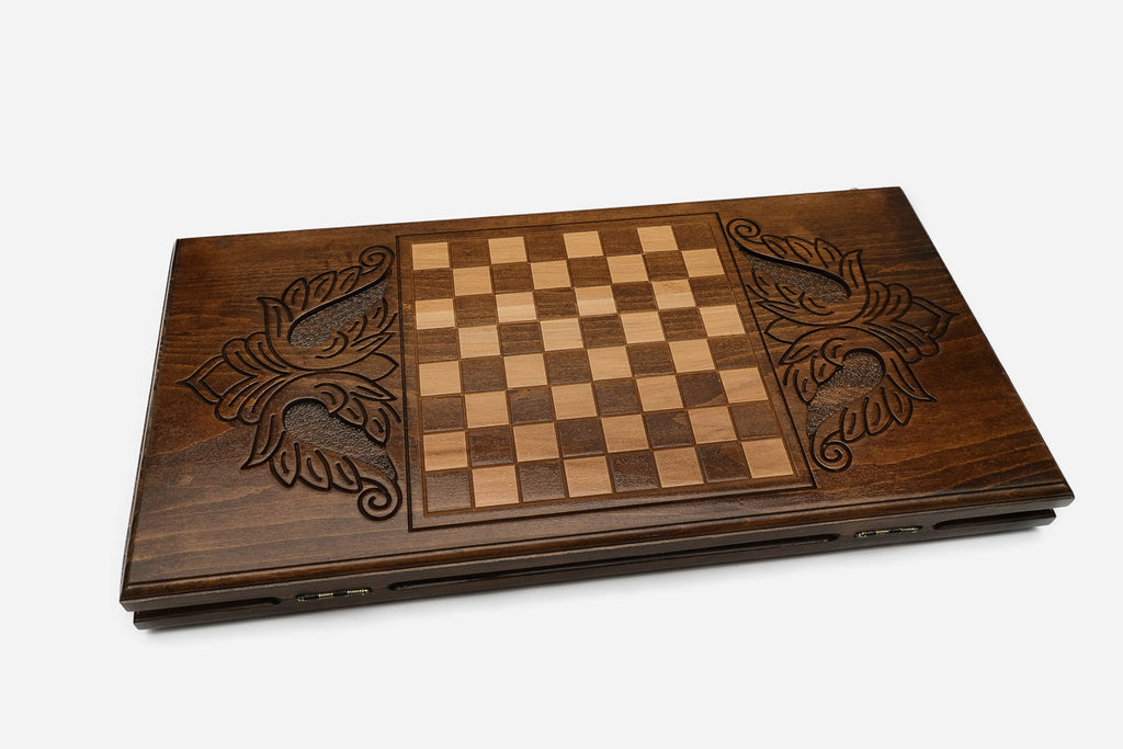Russian Backgammon Set - Map - handmade wooden backgammon board