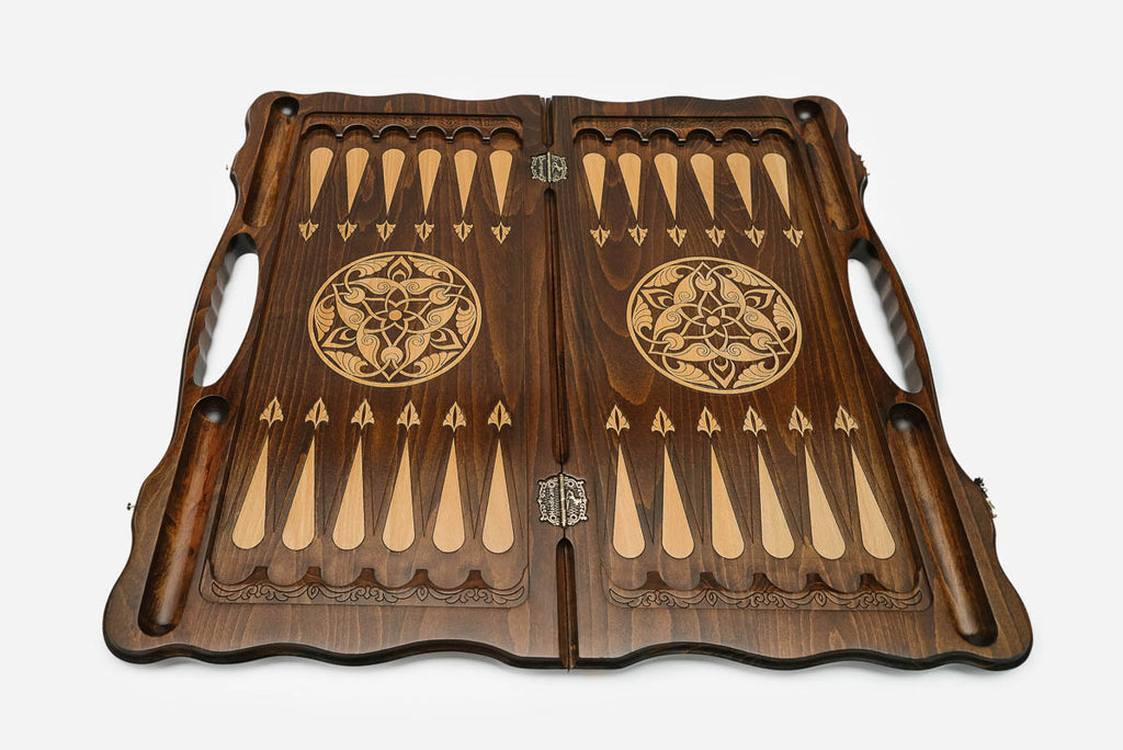 Close-up of the carved knotwork medallions