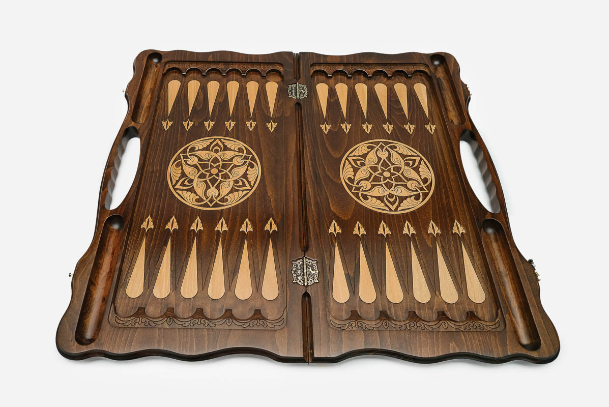 Close-up of the carved knotwork medallions
