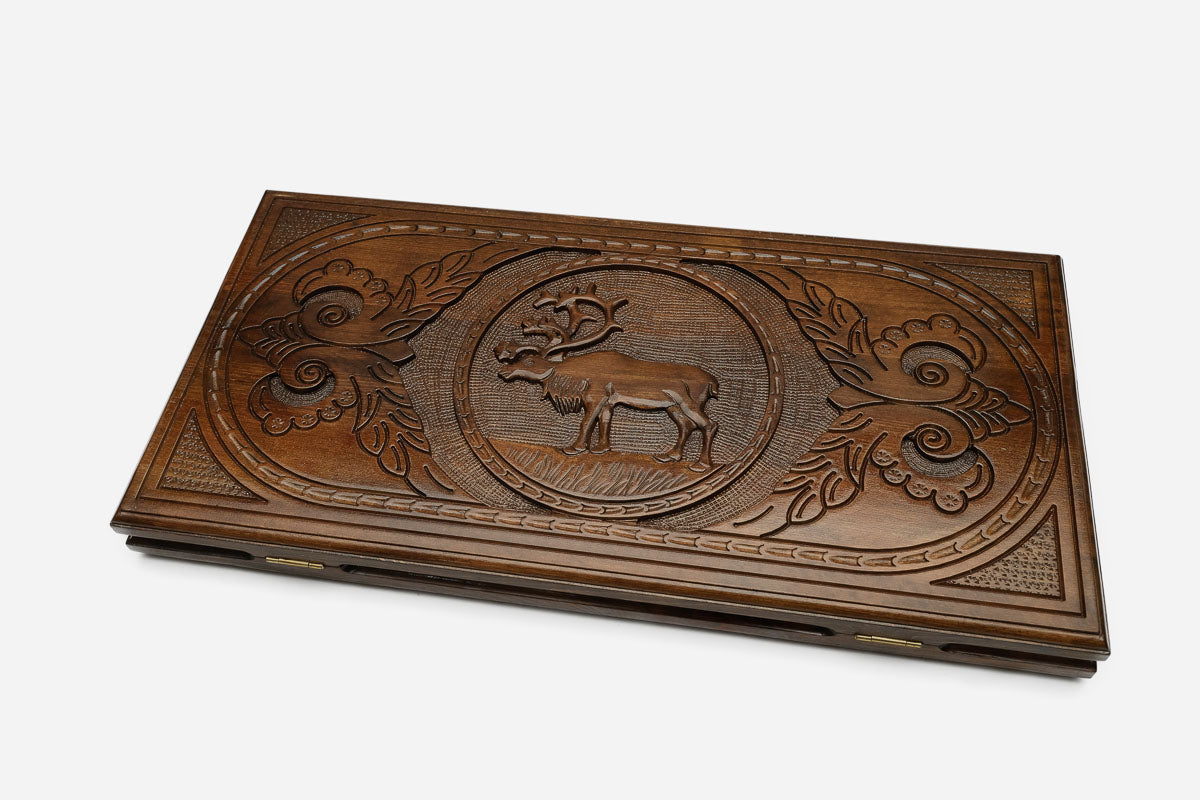 Backgammon Set Deer II - handmade wooden backgammon board