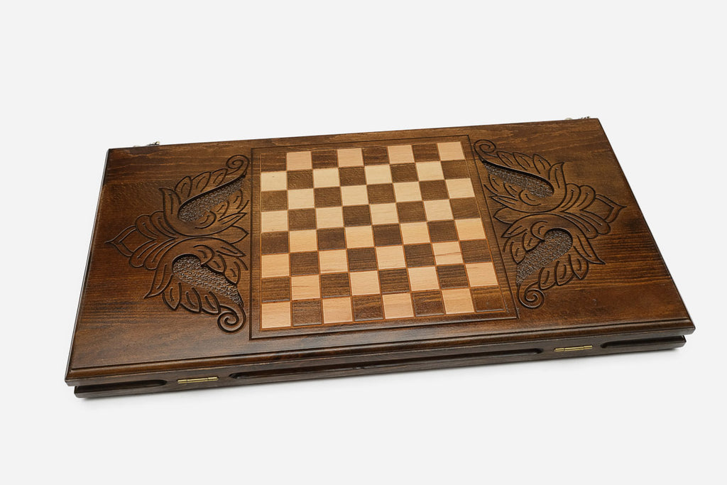 Backgammon Set Deer II - handmade wooden backgammon board