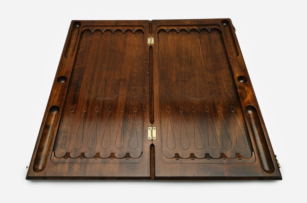 Backgammon Set Wolf - handmade wooden backgammon board
