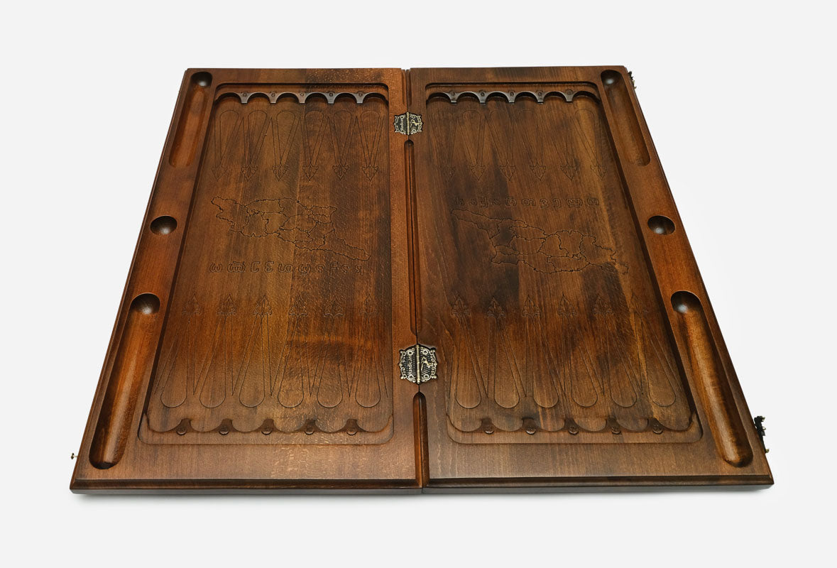 Georgian Backgammon Set - Map - handmade wooden backgammon board