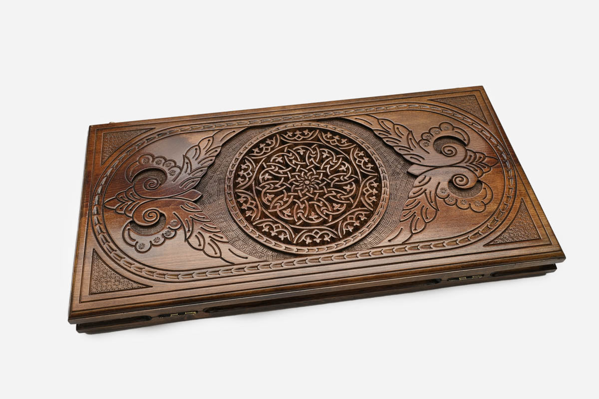 Armenian Backgammon Set - Ornaments VII - handmade wooden backgammon board