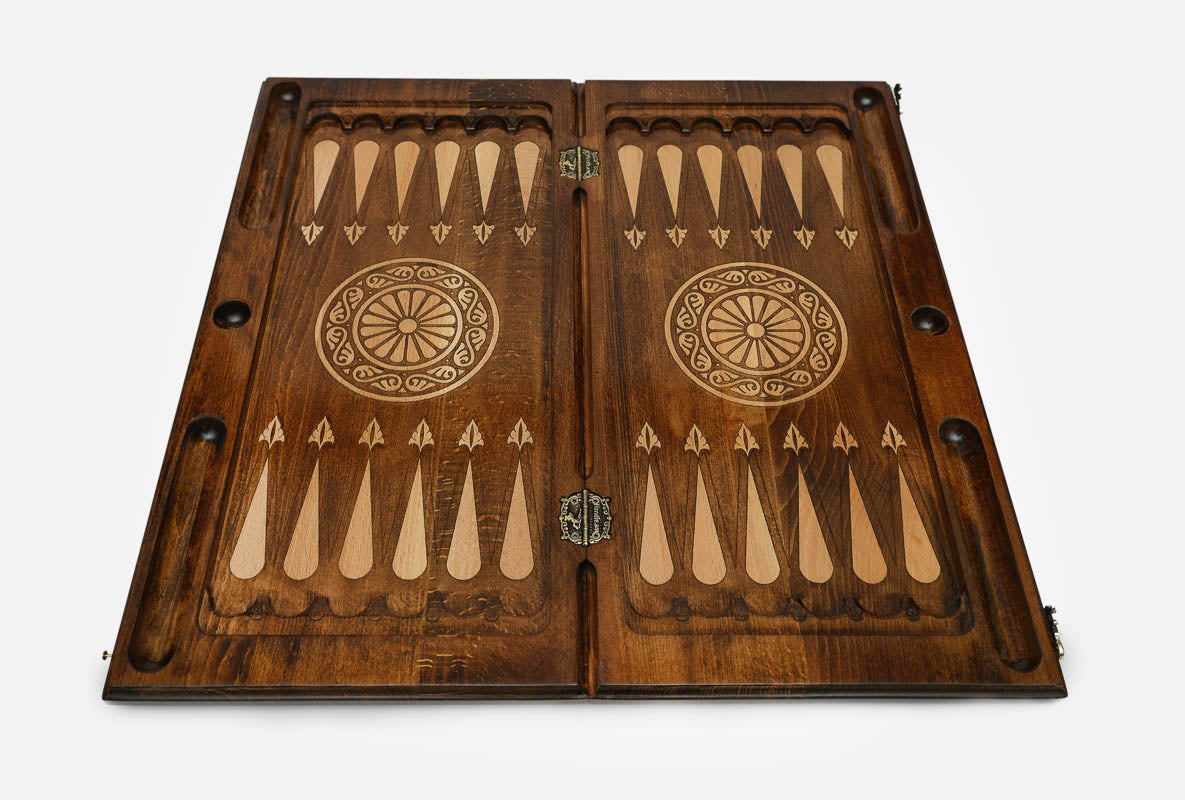 Armenian Backgammon Set - Ornaments VII - handmade wooden backgammon board