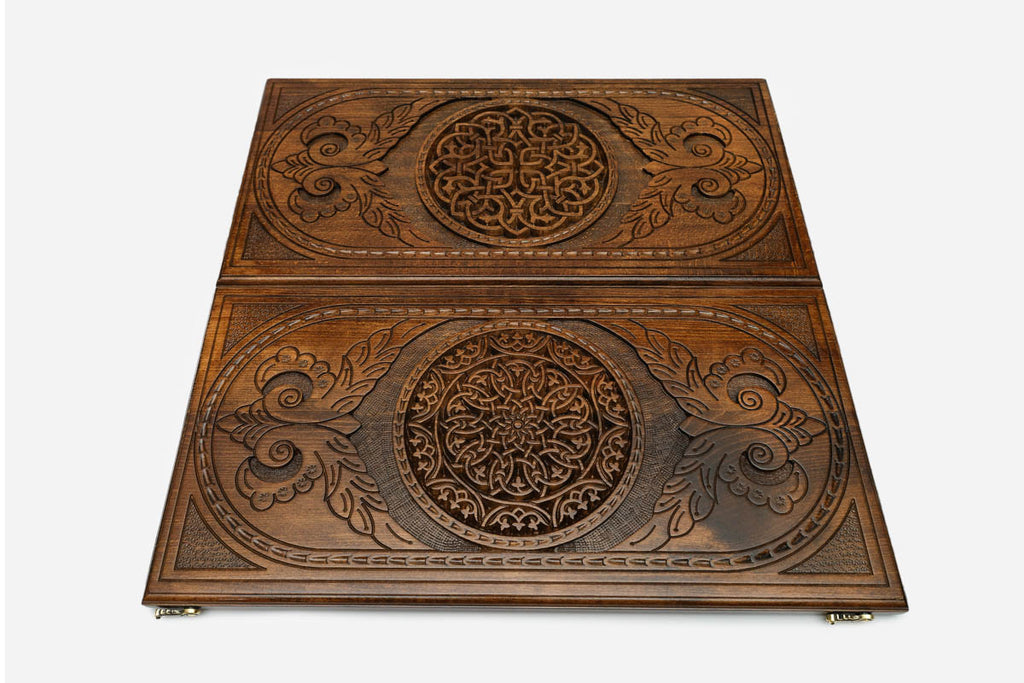 Armenian Backgammon Set - Ornaments VII - handmade wooden backgammon board