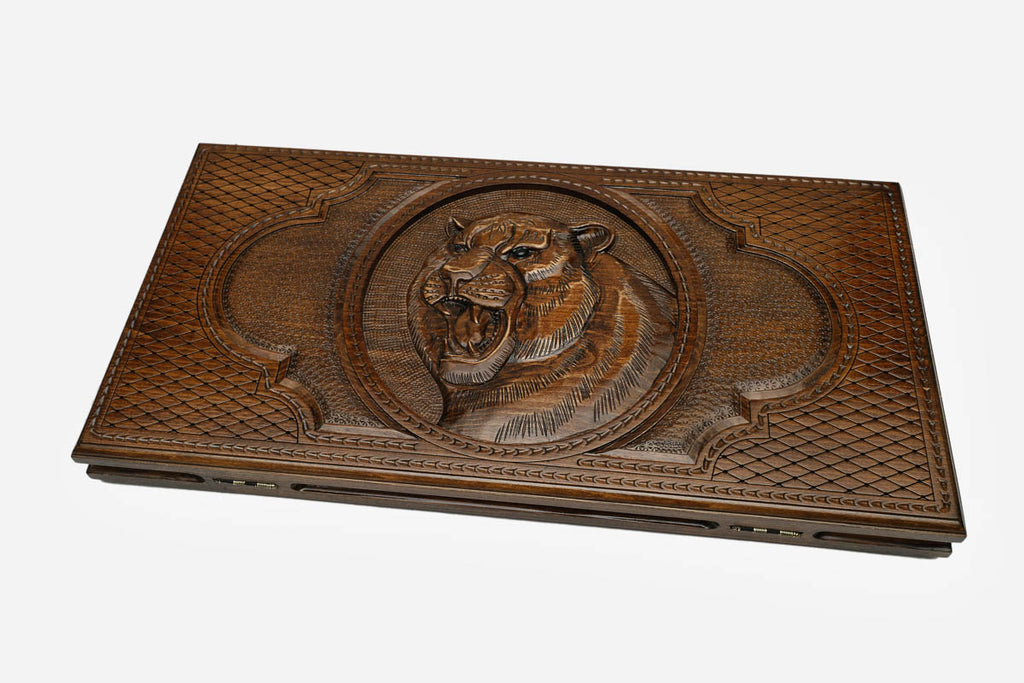 Backgammon Set Tiger - handmade wooden backgammon board