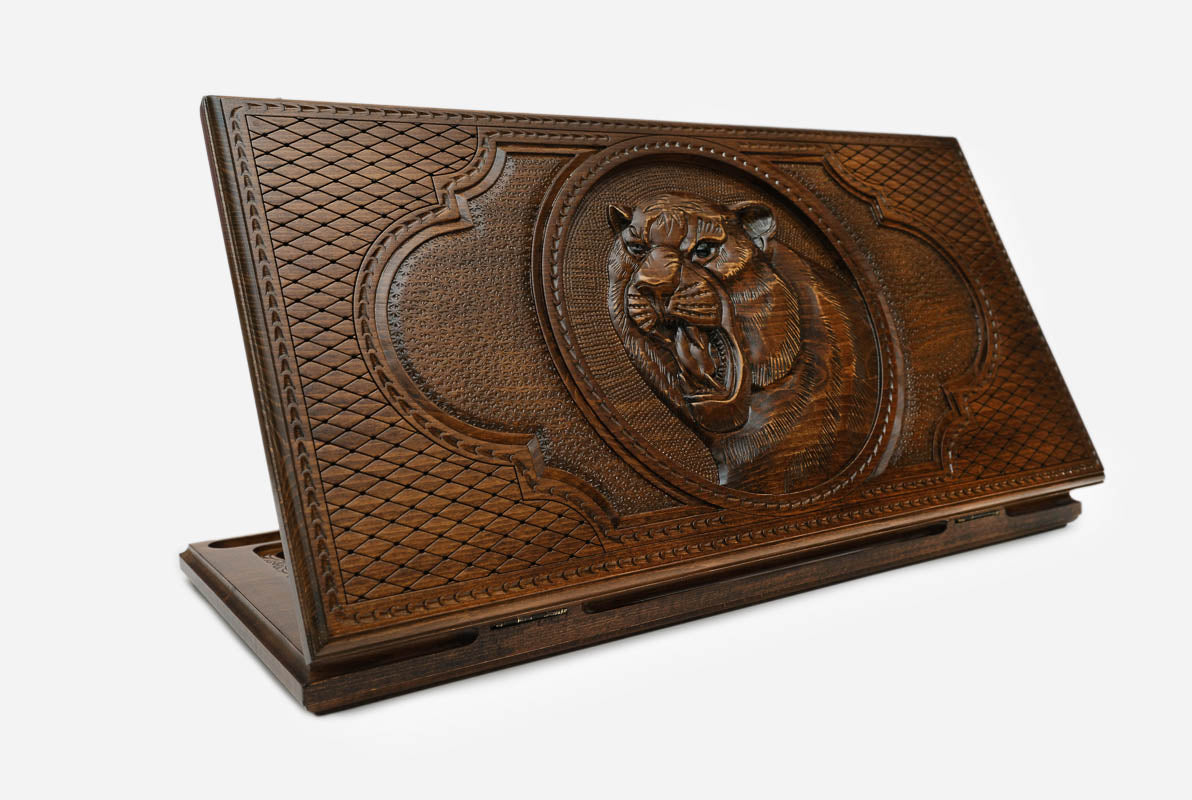 Backgammon Set Tiger - handmade wooden backgammon board