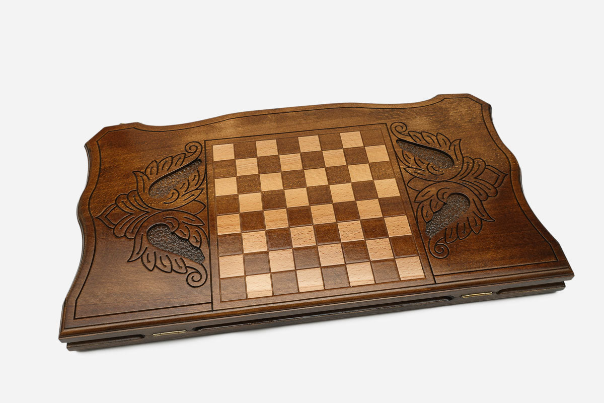 Armenian Backgammon Set - St. Hripsime Church - handmade wooden backgammon board
