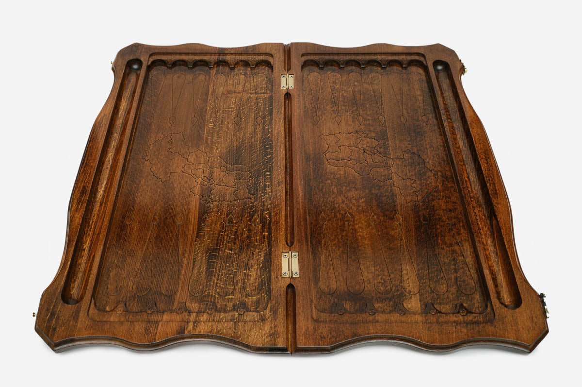 Armenian Backgammon Set - St. Hripsime Church - handmade wooden backgammon board