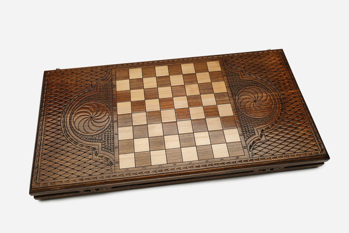 Armenian Backgammon Set - Coat of Arms III - handmade wooden backgammon board